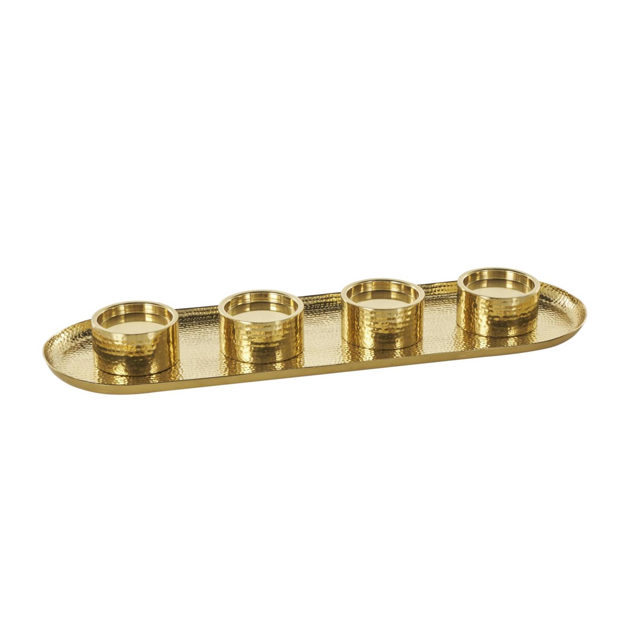 26" Stainless Steel 4 Candle Candelabra with Attached Tray
